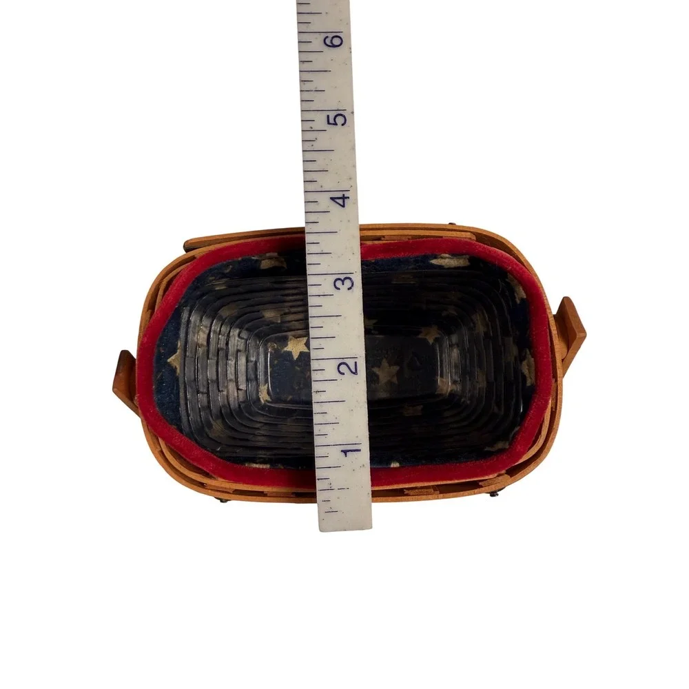 Longaberger 2001 Inaugural Basket Patriotic Red Blue‎ Handwoven with Liner Liner